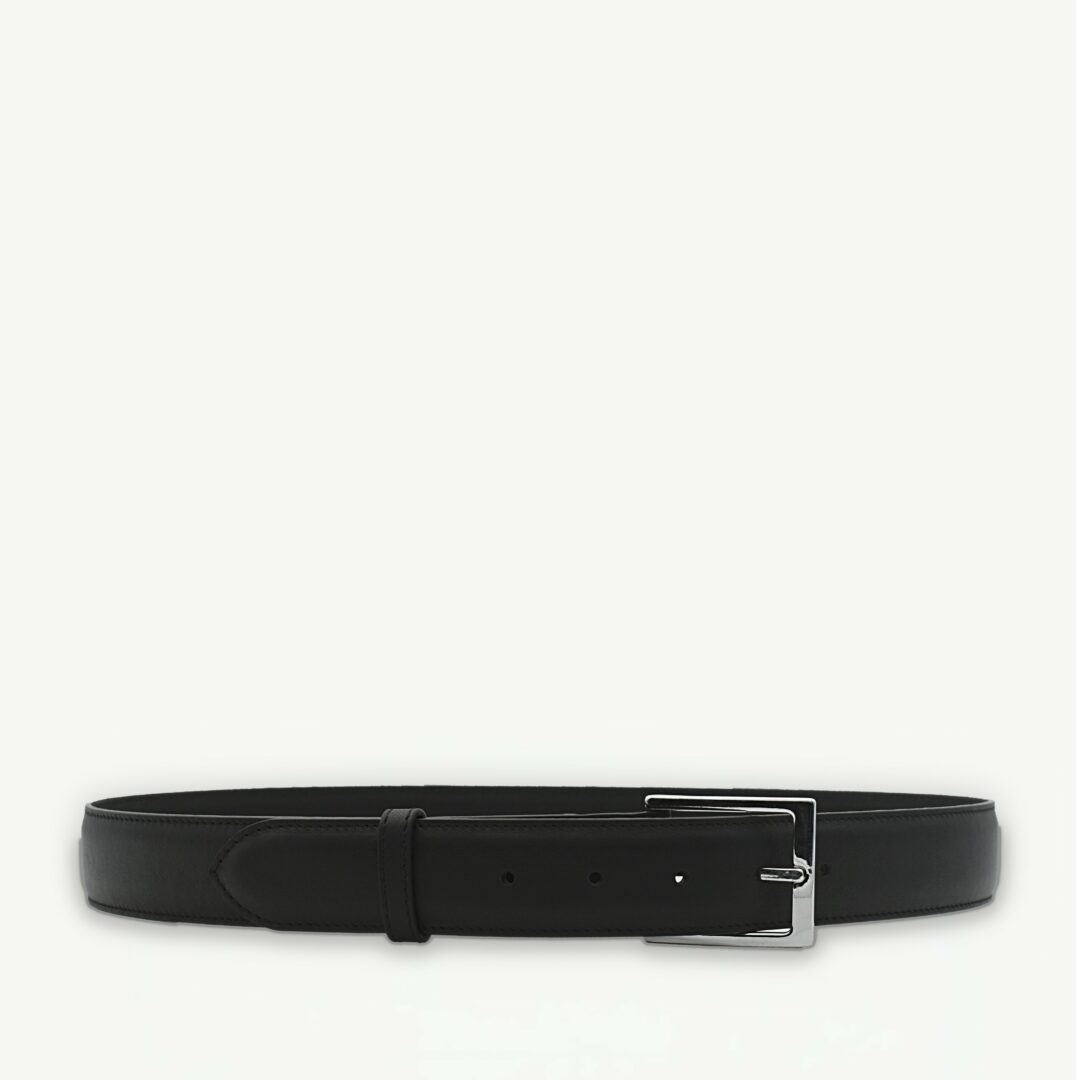 Ceinture Celato en veau lisse noir, bouclée