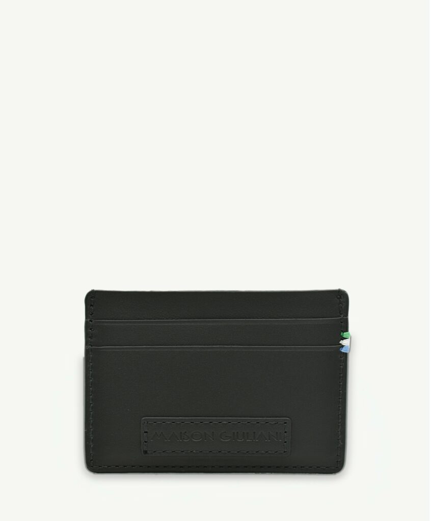 Porte-cartes Quattro Scomparti en veau lisse noir, de face