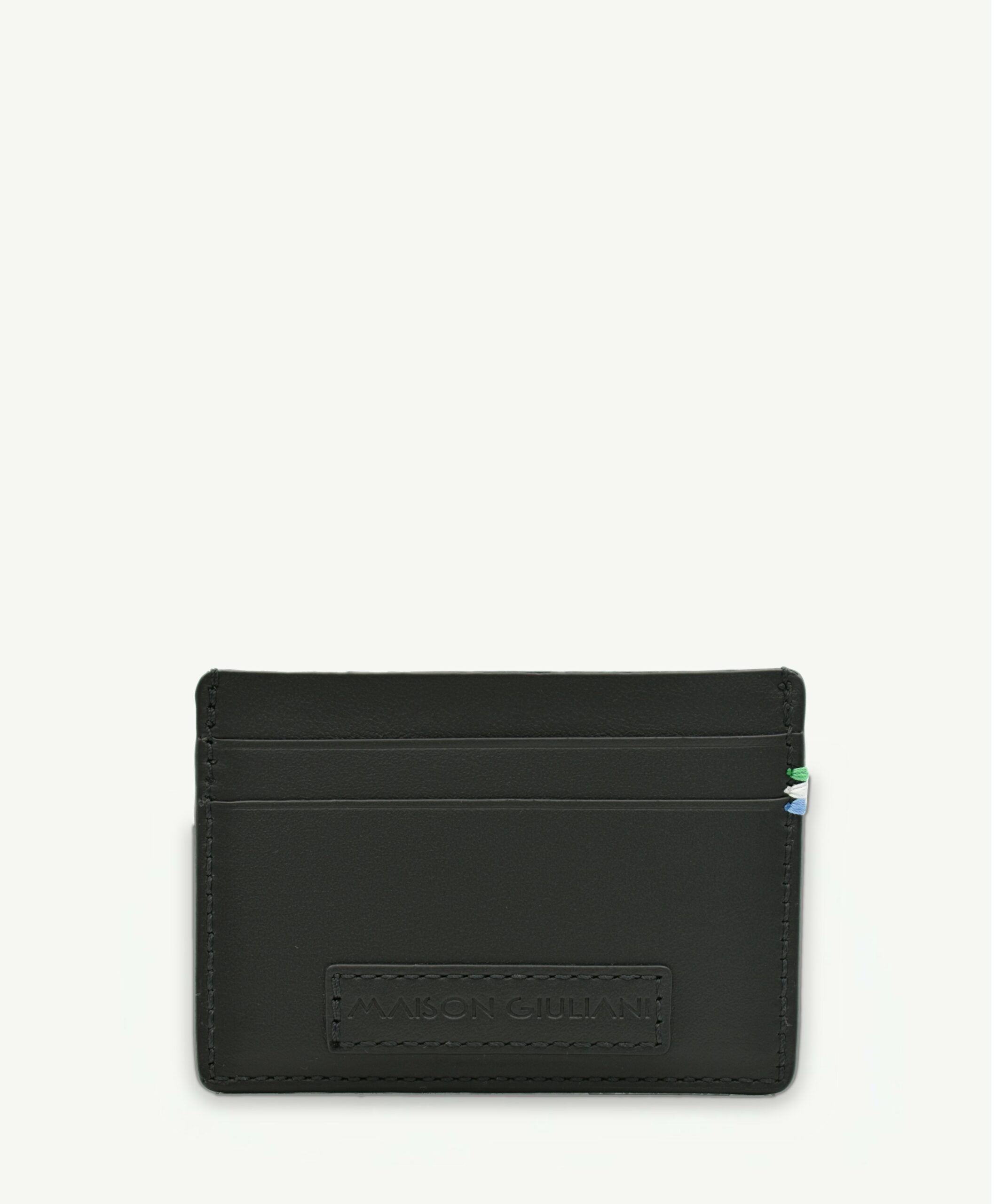 Porte-cartes Quattro Scomparti en veau lisse noir, de face