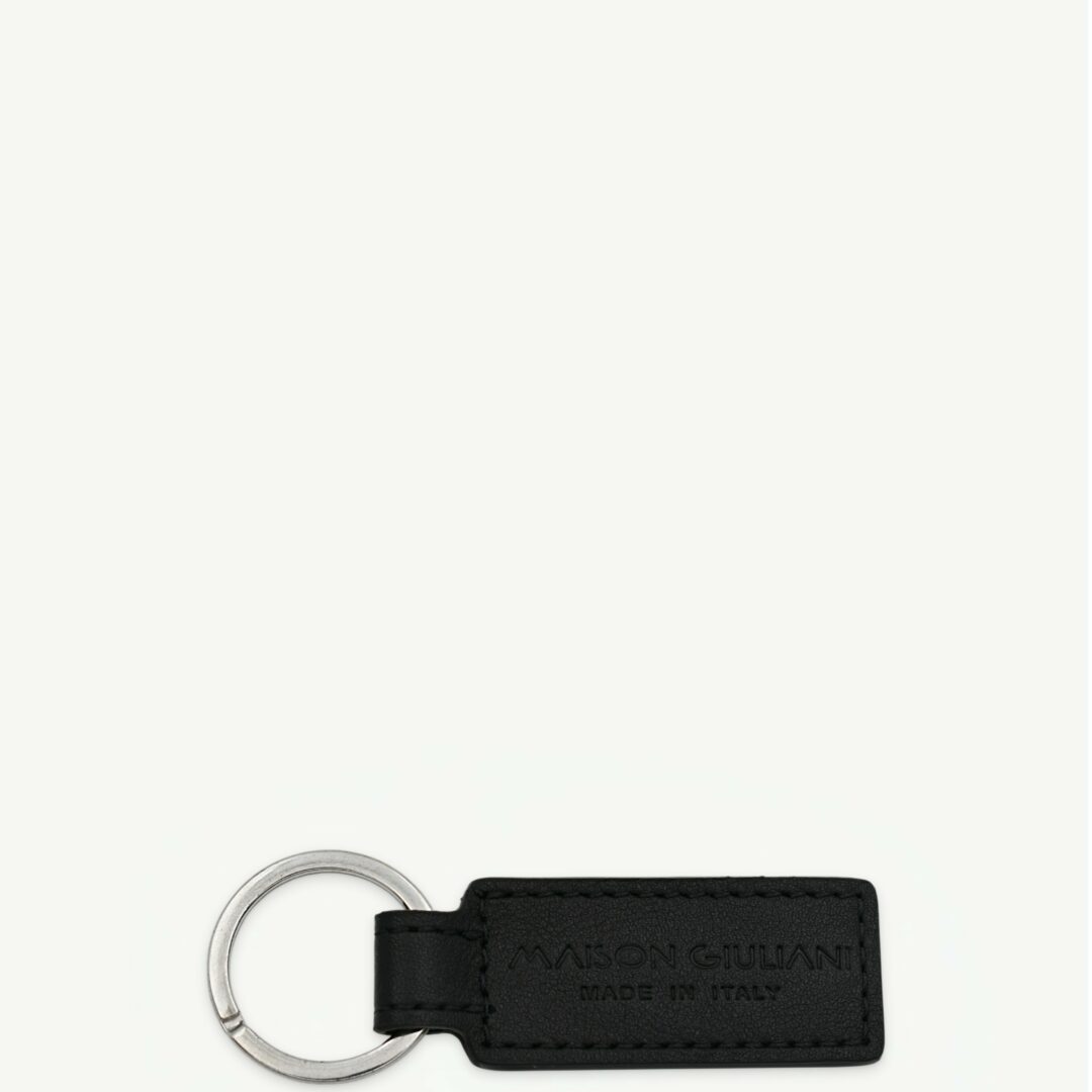 Porte-clés Firma en veau lisse noir, à plat